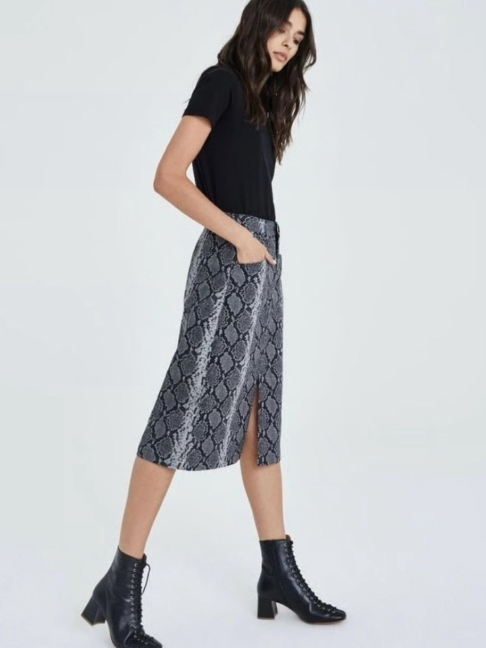 NWOT Adriano Goldschmied The Kory Snake Print Pencil Skirt